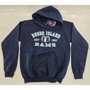 NWT Barnesmith NCAA Unisex Youth Hooded Sweatshirt - Rhode Island Rams Navy - Lg